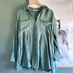 Boho Linen Green Top/Dress